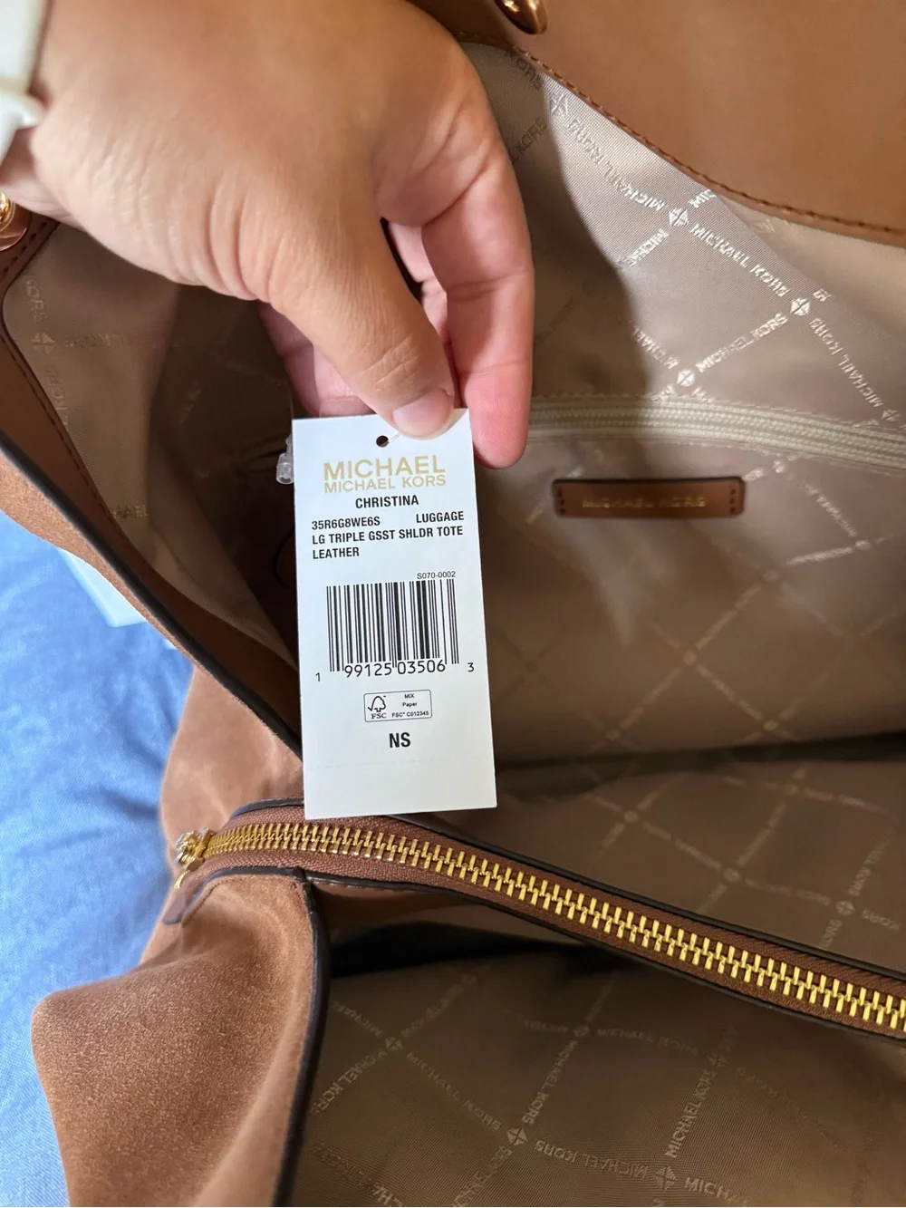 Michael Kors Brown Suede Shoulder Bag with Gold Hardware
